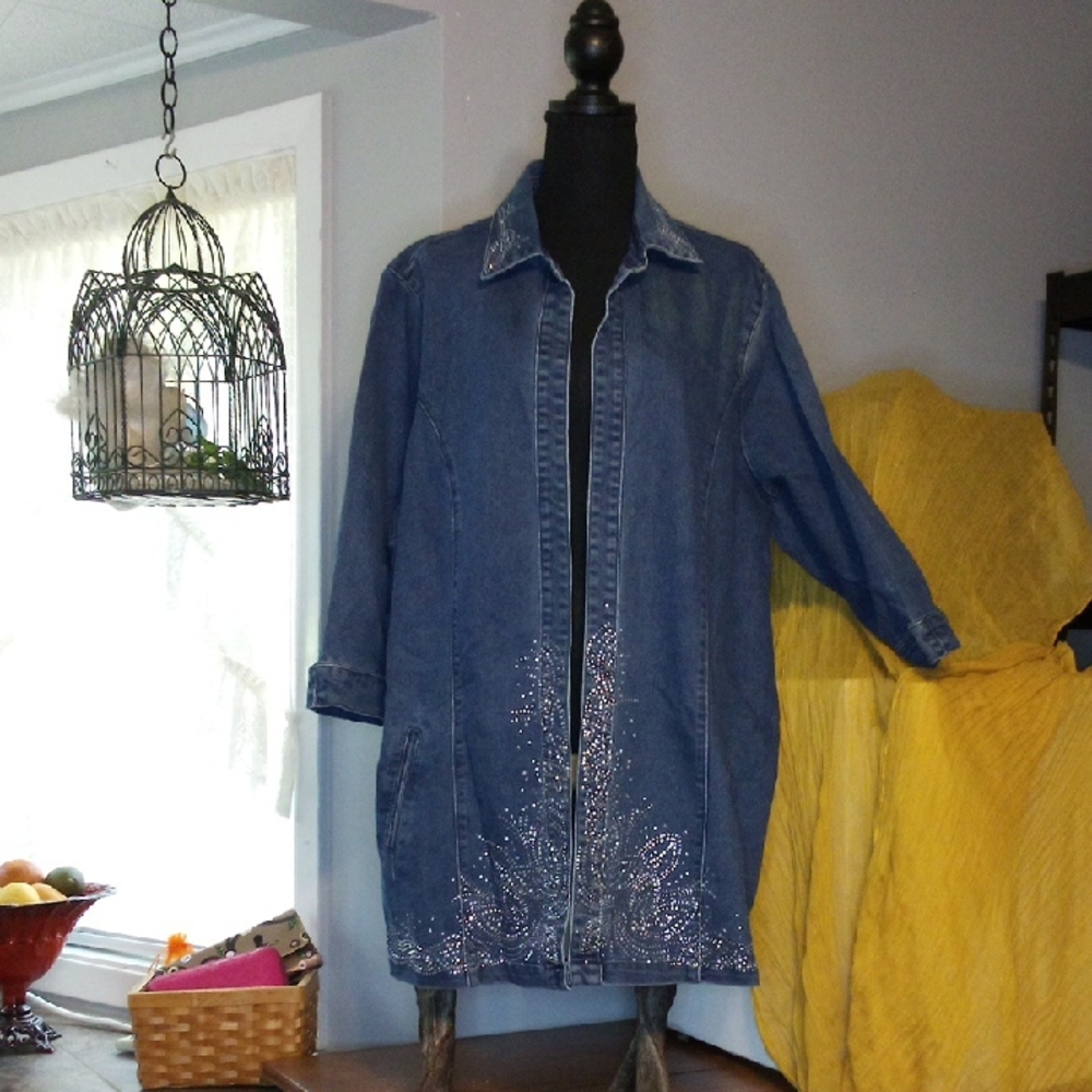 Vintage Embellished Denim Jacket By Isabel Hayley